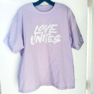 Adidas T-Shirt "Love Unites" 100% Cotton Purple Limited Edition Shirt Size Large